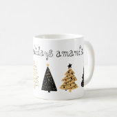 Zwarte en gouden kerstboom, speciaal aangepast koffiemok (Voorkant rechts)