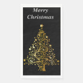 Zwarte en gouden kerstboom Vrolijk kerstfeest Servet (Voorkant)