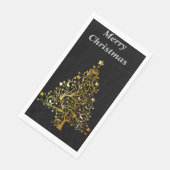 Zwarte en gouden kerstboom Vrolijk kerstfeest Servet (Hoek)