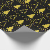 Zwarte en gouden kerstboomschilfers cadeaupapier (Hoek)