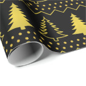 Zwarte en gouden kerstboomschilfers cadeaupapier (Rol Hoek)