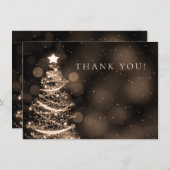 Zwarte en gouden kerstbruiloft Hartelijk dank Bedankkaart (Voorkant / Achterkant)