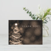 Zwarte en gouden kerstbruiloft Hartelijk dank Bedankkaart (Staand voorkant)