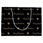 Zwarte en gouden kerstcadeau groot cadeauzakje (Achterkant)