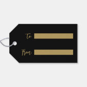 Zwarte en gouden kerstcadeautags cadeaulabel (Achterkant Horizontaal)