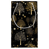 Zwarte en gouden kerstcadeautas klein cadeauzakje (Achterkant)