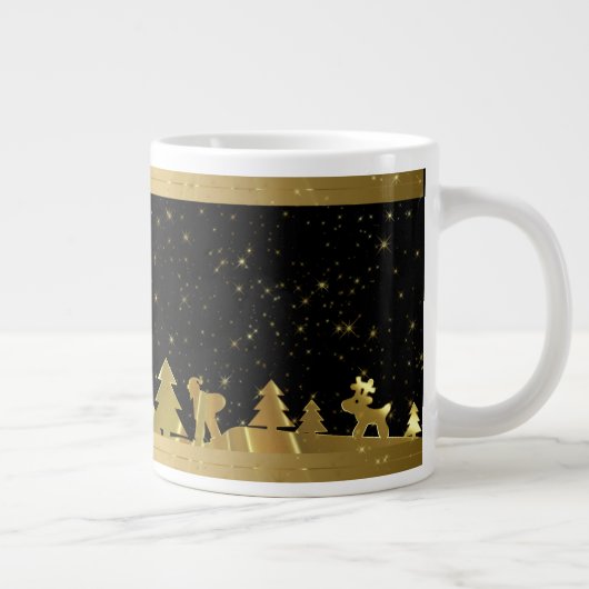 Zwarte en gouden kerstdorp grote koffiekop (Rechts)