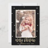 Zwarte en gouden kerstfoto feestdagenkaart (Voorkant)