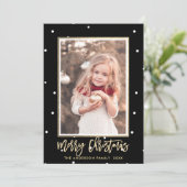 Zwarte en gouden kerstfoto feestdagenkaart (Staand voorkant)