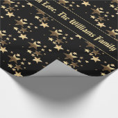 Zwarte en gouden kerstritten patroon toevoegen Tek Cadeaupapier (Hoek)