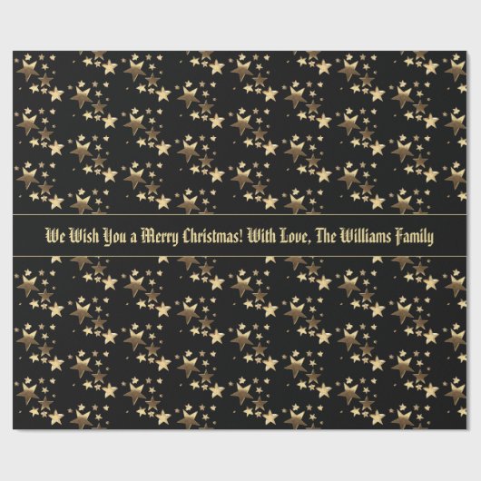 Zwarte en gouden kerstritten patroon toevoegen Tek Cadeaupapier (Vlak)