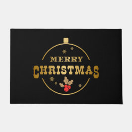 Zwarte en gouden kerstsierklep deurmat