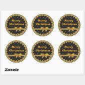 Zwarte en gouden kerstStickers Ronde Sticker (Vel)