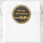 Zwarte en gouden kerstStickers Ronde Sticker (Tas)