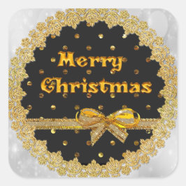 Zwarte en gouden kerstStickers Vierkante Sticker