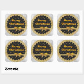 Zwarte en gouden kerstStickers Vierkante Sticker (Vel)