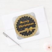 Zwarte en gouden kerstStickers Vierkante Sticker (Envelop)