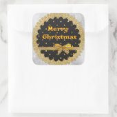Zwarte en gouden kerstStickers Vierkante Sticker (Tas)