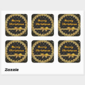 Zwarte en gouden kerstStickers Vierkante Sticker (Vel)