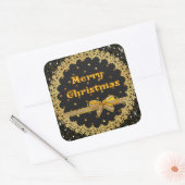 Zwarte en gouden kerstStickers Vierkante Sticker (Envelop)