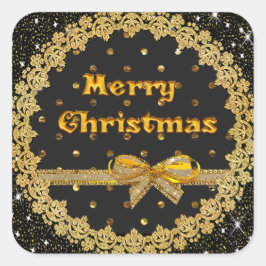 Zwarte en gouden kerstStickers Vierkante Sticker