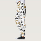 Zwarte en gouden kersttekst Art Cute Aestheti Leggings (Links)