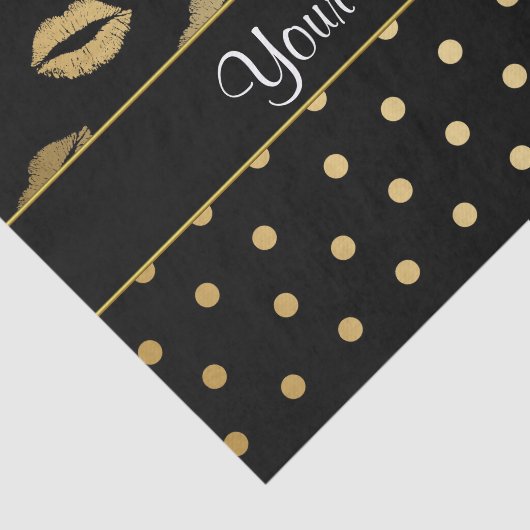 Zwarte en gouden Kisses en liefdesharten Tissuepapier (Detail)