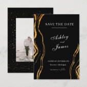 Zwarte en Gouden Klassieke Bruiloft Save The Date (Voorkant / Achterkant)
