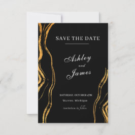 Zwarte en Gouden Klassieke Bruiloft Save The Date