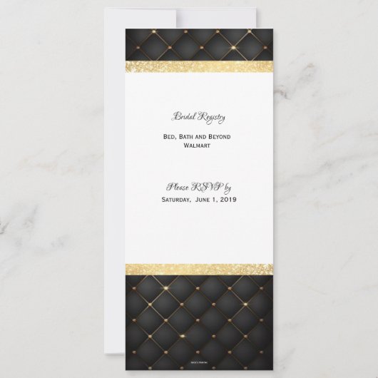 Zwarte en gouden kleine diamantbooguitnodiging kaart (Achterkant)