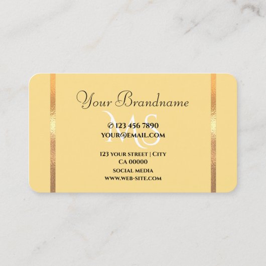 Zwarte en gouden kleuren met diamanten en Initiale Visitekaartje (Achterkant)