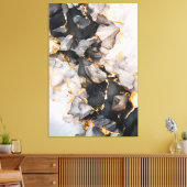 Zwarte en gouden kristallen canvas afdruk (Insitu (Woonkamer))