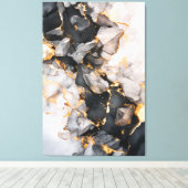 Zwarte en gouden kristallen canvas afdruk (Insitu (Houten vloer))