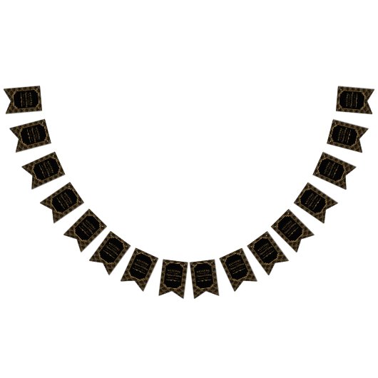 Zwarte en gouden kunst Deco Fan Flowers Weddenscha Vlaggetjes (Alle)