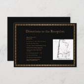 Zwarte en gouden kunst Deco Peacock Wedding Direct Informatiekaartje (Voorkant / Achterkant)