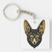 Zwarte en gouden kunstesthetiek jaar 2026 sleutelhanger (voorkant)