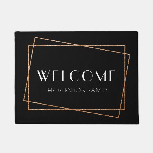 Zwarte en gouden lijst deco deurmat (Voorkant)