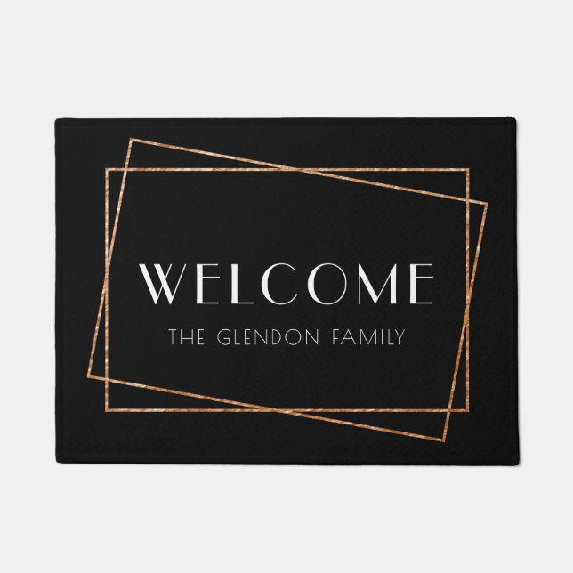 Zwarte en gouden lijst deco deurmat (Voorkant)