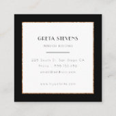 Zwarte en gouden lijst deco vierkante visitekaartje (Achterkant)