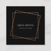 Zwarte en gouden lijst deco vierkante visitekaartje (Voorkant)