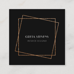 Zwarte en gouden lijst deco vierkante visitekaartje