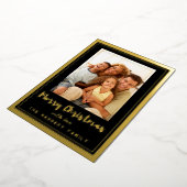 Zwarte en gouden Lijst Vroegere kerstfamilie Foto Folie Feestdagenkaart (Gedraaid)