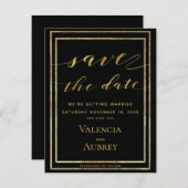 Zwarte en gouden Lijsten Save The Date (Voorkant / Achterkant)