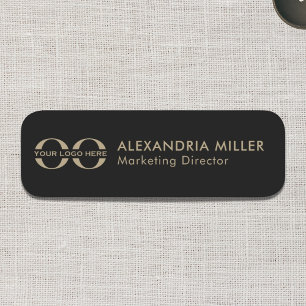 Zwarte en gouden Logo Markering Modern Typografie Naamplaatje