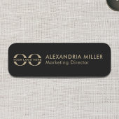 Zwarte en gouden Logo Markering Modern Typografie Naamplaatje