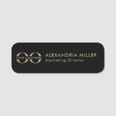 Zwarte en gouden Logo Markering Modern Typografie Naamplaatje (Voorkant)