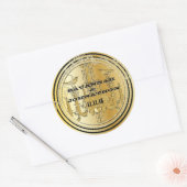 Zwarte en gouden luchters liefdesbruiloft ronde sticker (Envelop)