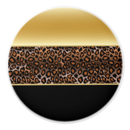 Zwarte en gouden luipaard - Dierafdrukken Keramische Knop (Voorkant)