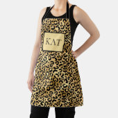 Zwarte en gouden luipaardprint met monogram cheeta schort (Insitu)