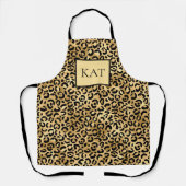 Zwarte en gouden luipaardprint met monogram cheeta schort (Voorkant)